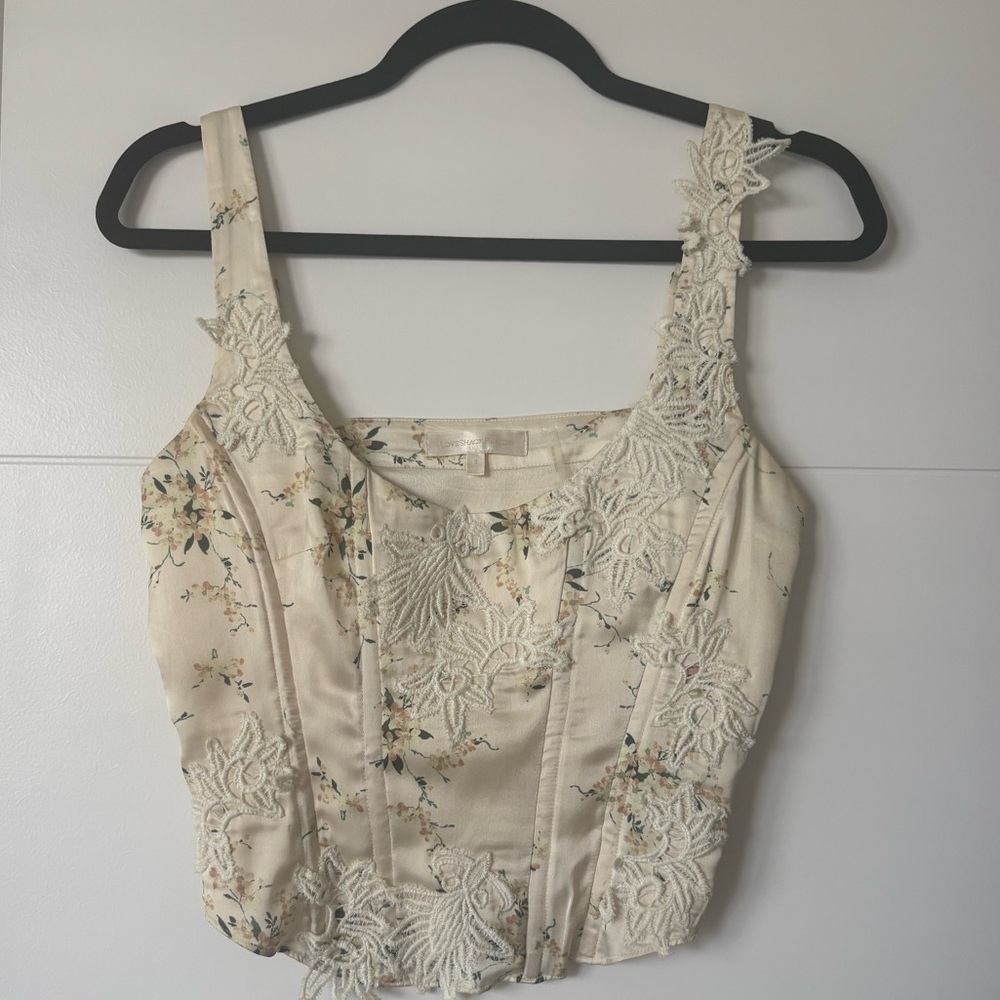 LoveShackFancy Cream Floral Corset